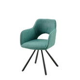Scaun dining rotativ, verde turcoaz retro, tapiserie textil si cadru metalic, 60x84x61 cm, Aeris